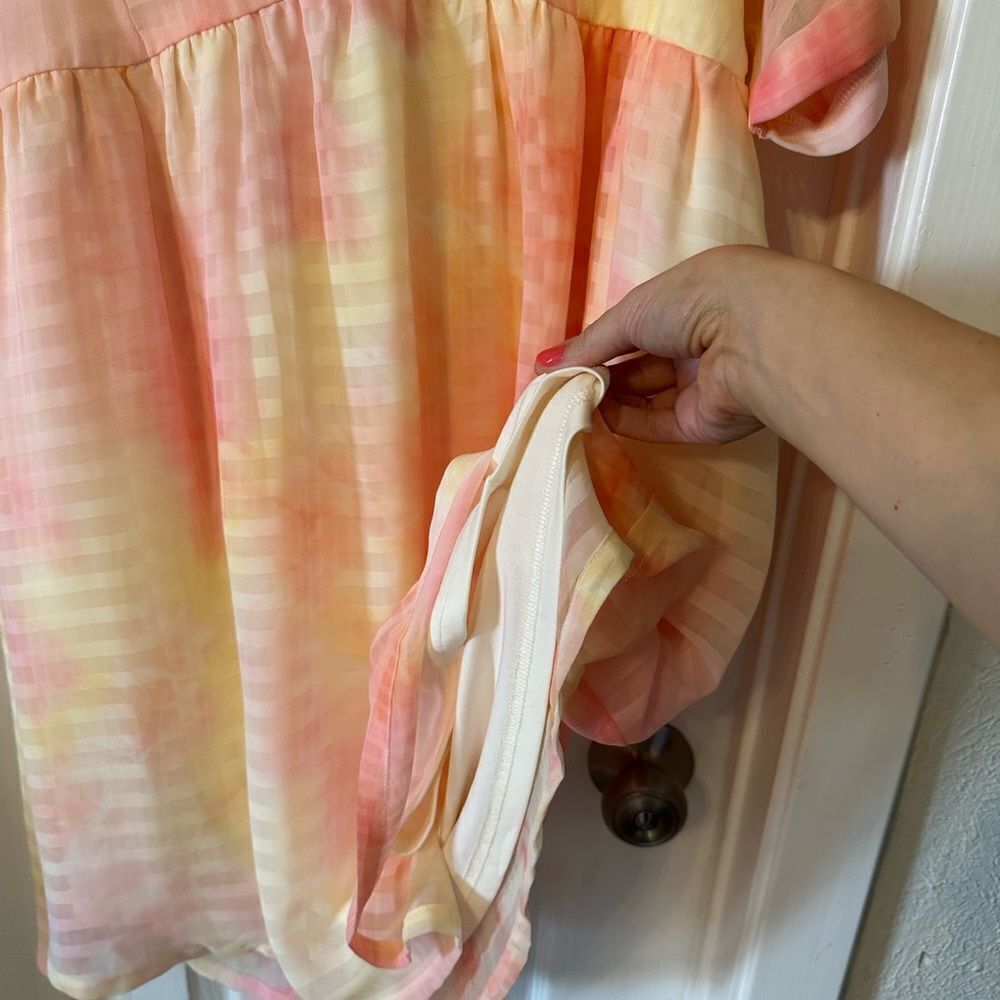 Entro Light Pink Lemon Yellow Mini Dress Medium - Picture 6 of 10